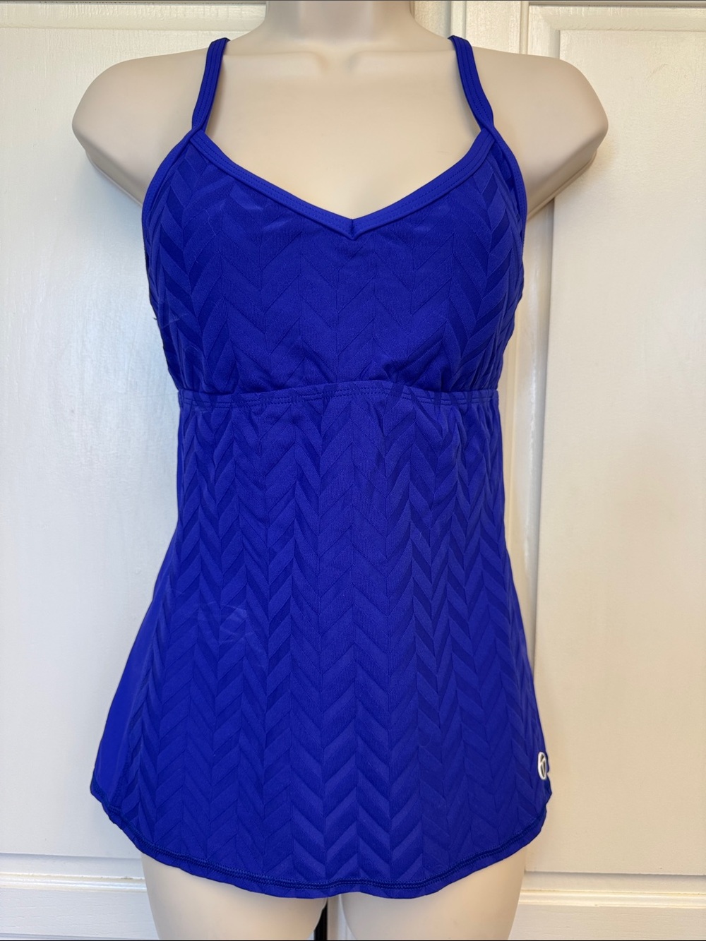 Trina Turk Royal Blue Textured V-Neck Tankini